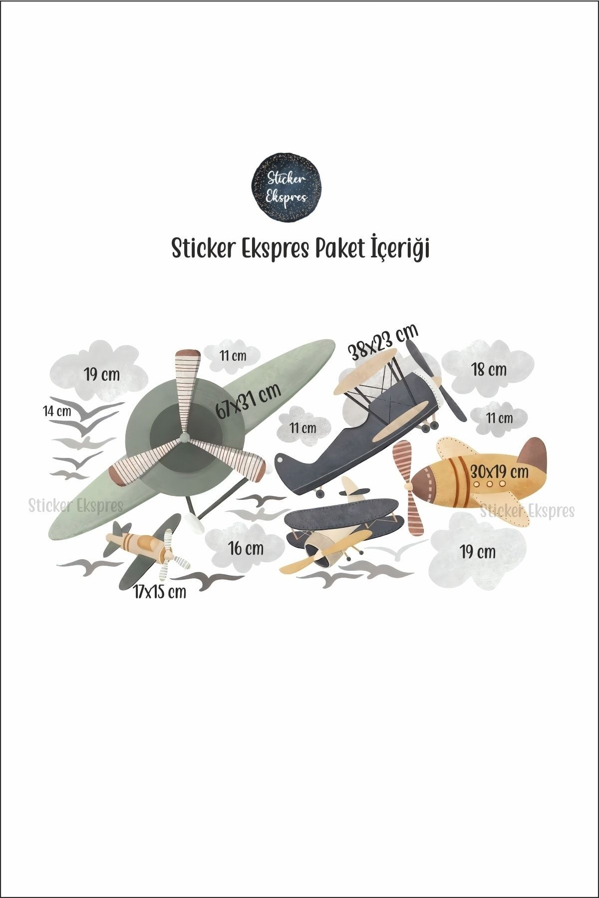 Sticker Ekspres Gökyüzünde Süzülen Planörler Çocuk Odası Duvar Sticker Seti fotoğrafı 3 (önizleme)