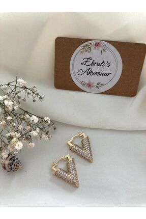 EBRULİS Çelik Taşlı V Küpe