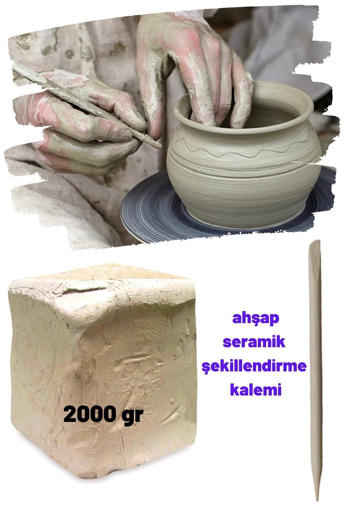 Seramik Hamuru Beyaz Ve Ebeşuar Şekillendirme Kalemi, Doğal Kil 2000 gr 2 Kg