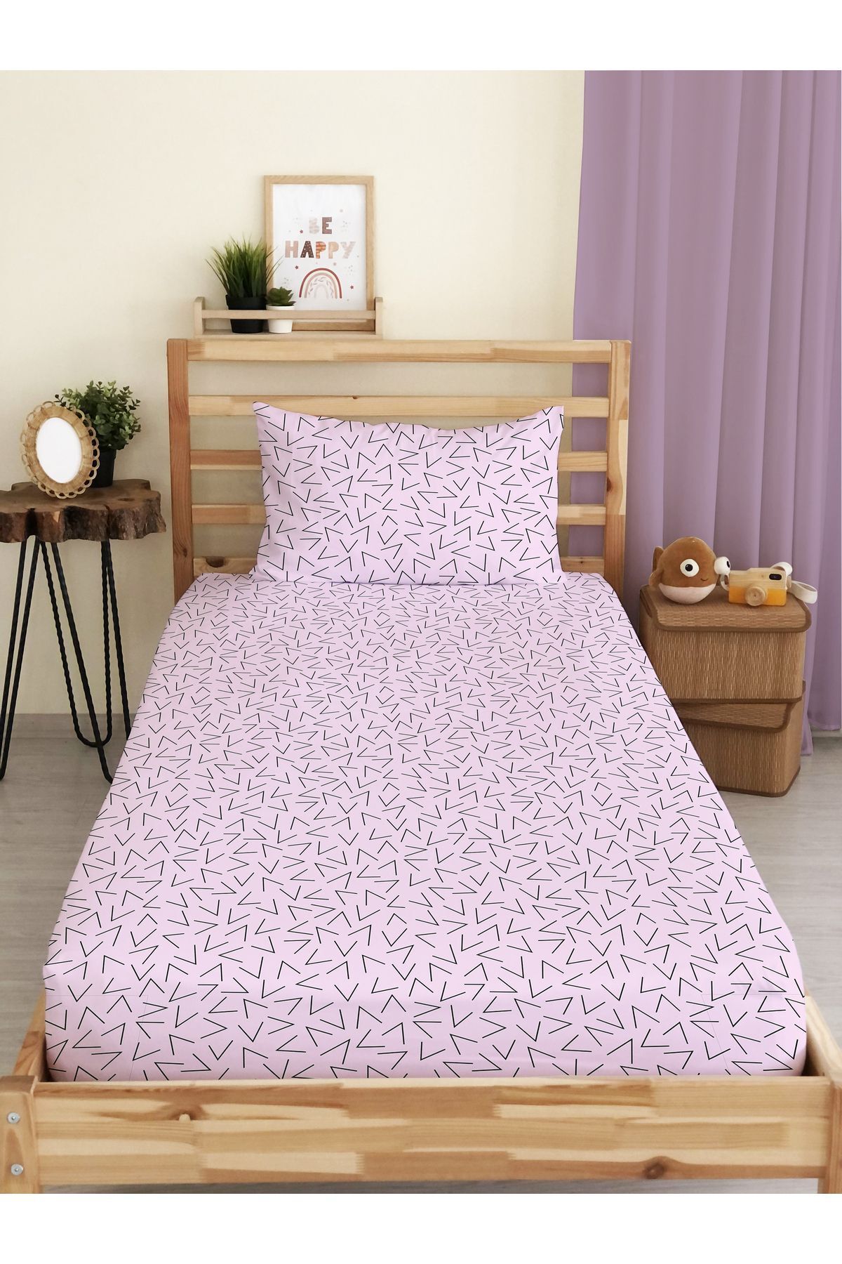Evmila-Modern Patterned Printed Single Elastic Sheet Set 1