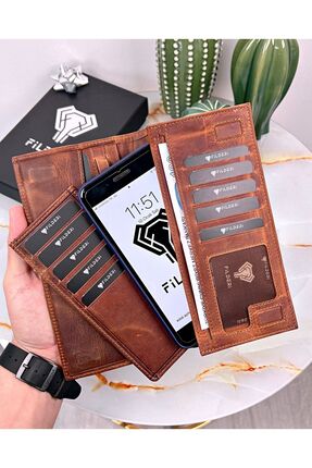 Fil Deri Telefon Bölmeli -Hakiki Deri - Mıknatıslı - Çok Bölmeli - Cüzdan Ve ...