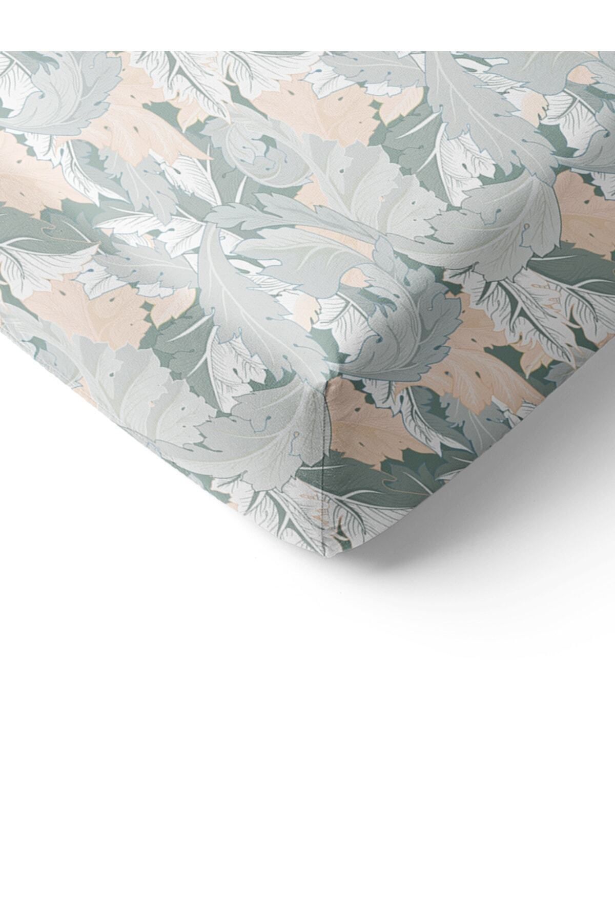 Evmila-Leaf Pattern Printed Single Elastic Sheet Set Colorful 2