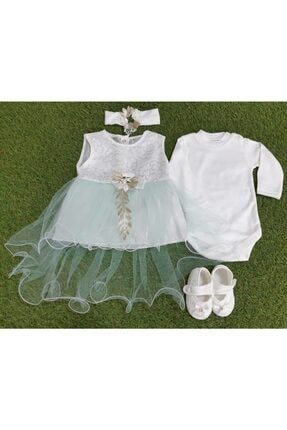 Kuğu Tül Etekli Set Kız Bebe Elbiseli Takım 444102369995