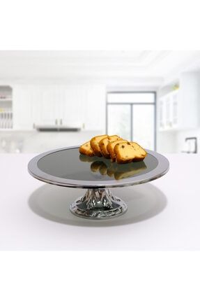 Lüx Yuvarlak Ayaklı Gümüş Kek Ve Pasta Sunum Standı PLTN01