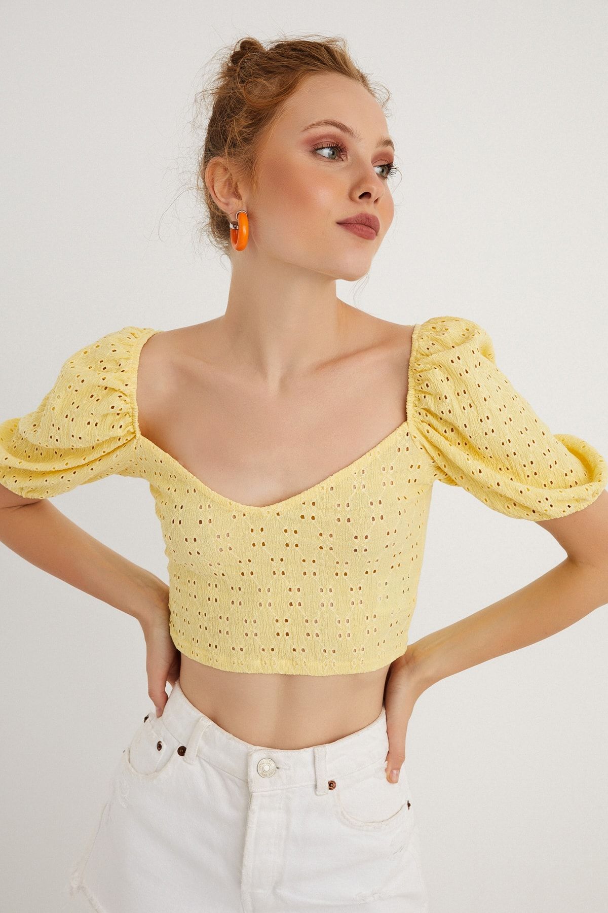 Cool & Sexy Bluse Gelb Slim Fit Fast ausverkauft