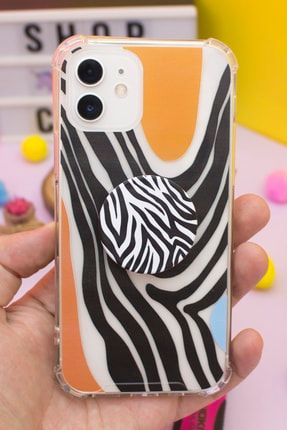 Iphone 11 Darbe Emici Zebra Art Desenli Telefon Kılıfı Ve Zebra Desenli Popsocket Kombini IP11ZBRAKB