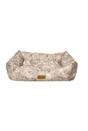 Makaron Kahverengi Yaprak Desenli Kedi Ve Köpek Yatağı Medium MMYGM011