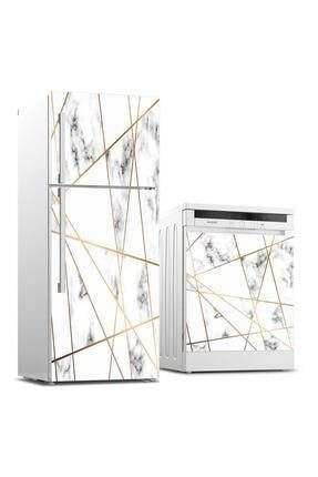 Buzdolabı Ve Bulaşık Makinası Beyaz Eşya Sticker Kaplama Geometrik Mermer BB-TK-117