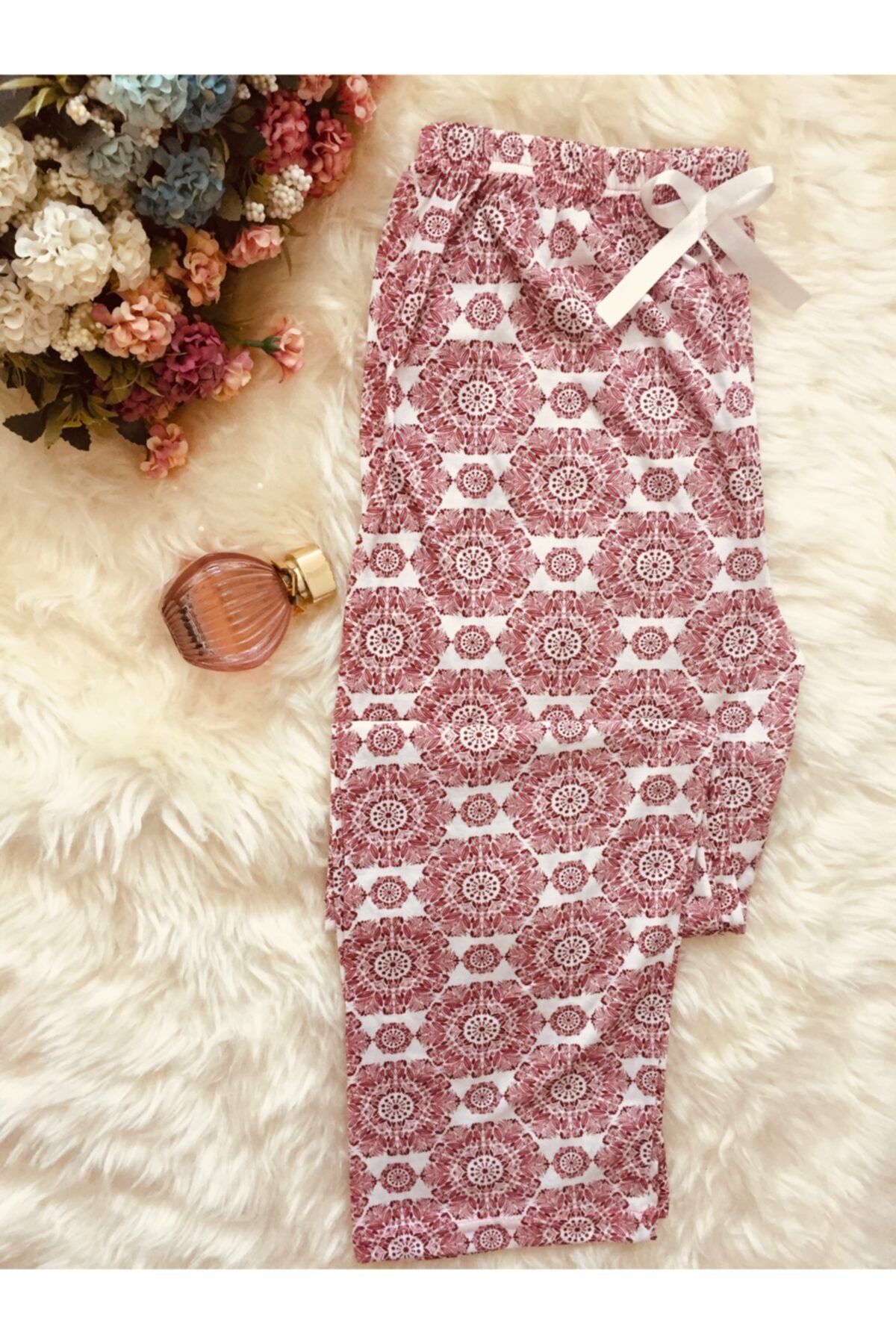 Altınay-Pantaloni de pijama de vară din bumbac fără buzunar pentru femei B15 1