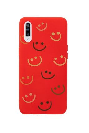 Samsung A70 Smile Premium Silikonlu Kırmızı Telefon Kılıfı MCSAMA70LSML