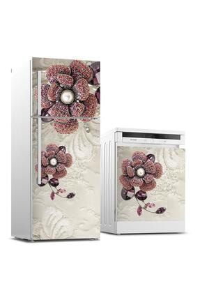 Buzdolabı Bulaşık Makinası Beyaz Eşya Sticker Kaplama Elmas Çiçek BB-TK-69