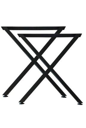 Metal Masa Ayağı Mermer Ahşap Kütük Yemek Masası Ayağı Siyah Metal Masa Ayağı (72X60CM)
