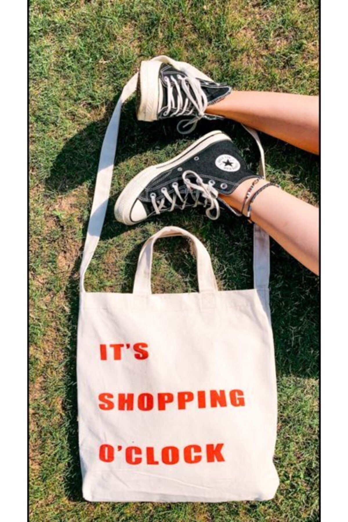 mZ Craft and Stuff-Canvas Shopping Bag - It's Shopping O'clock 3