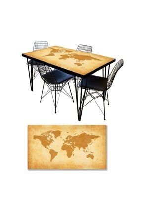 Masa Kaplama Folyosu Mobilya Masa Kaplama Folyoları Dünya Haritası MS-34