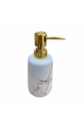 Seramik Lüx Sıvı Sabunluk Altın Yaldızlı Mermer Desenli 5001 UNR- 5001