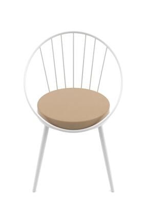 Eylül Metal Tel Sandalye Beyaz Kahve 676