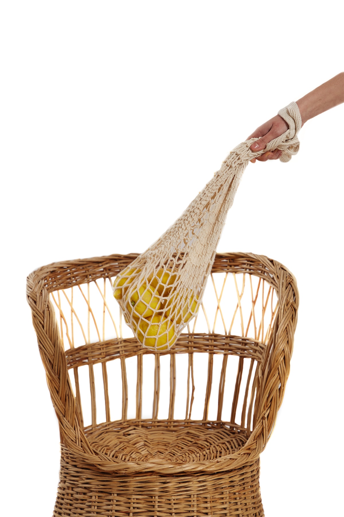 Holly 1 Adet Alışveriş Filesi Pamuklu Örgü Poşet Kare Pazar Taşıma Filesi