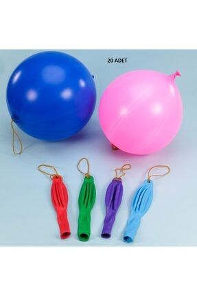 20 Adet Lastikli Zıpzıp Balon Ipli Punch Panç Büyük Balon Pnch001