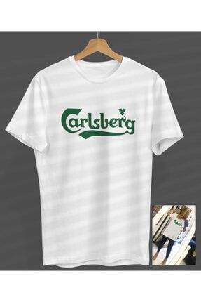 Unisex Carlsberg Beyaz Baskılı Yuvarlak Yaka T-shirt S23358047350SBEYAZNVM
