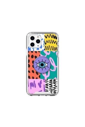Iphone 12 Pro Uyumlu Max Çok Renkli Göz Desenli Tutacaklı Telefon Kılıfı sfhzrmbdz0103