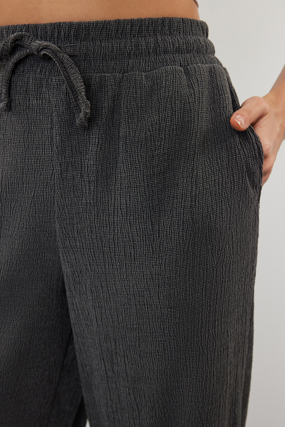 Trendyolmilla  Antrasit Wide Leg Esnek Örme Pantolon TWOSS24PL00054 - Görsel 5