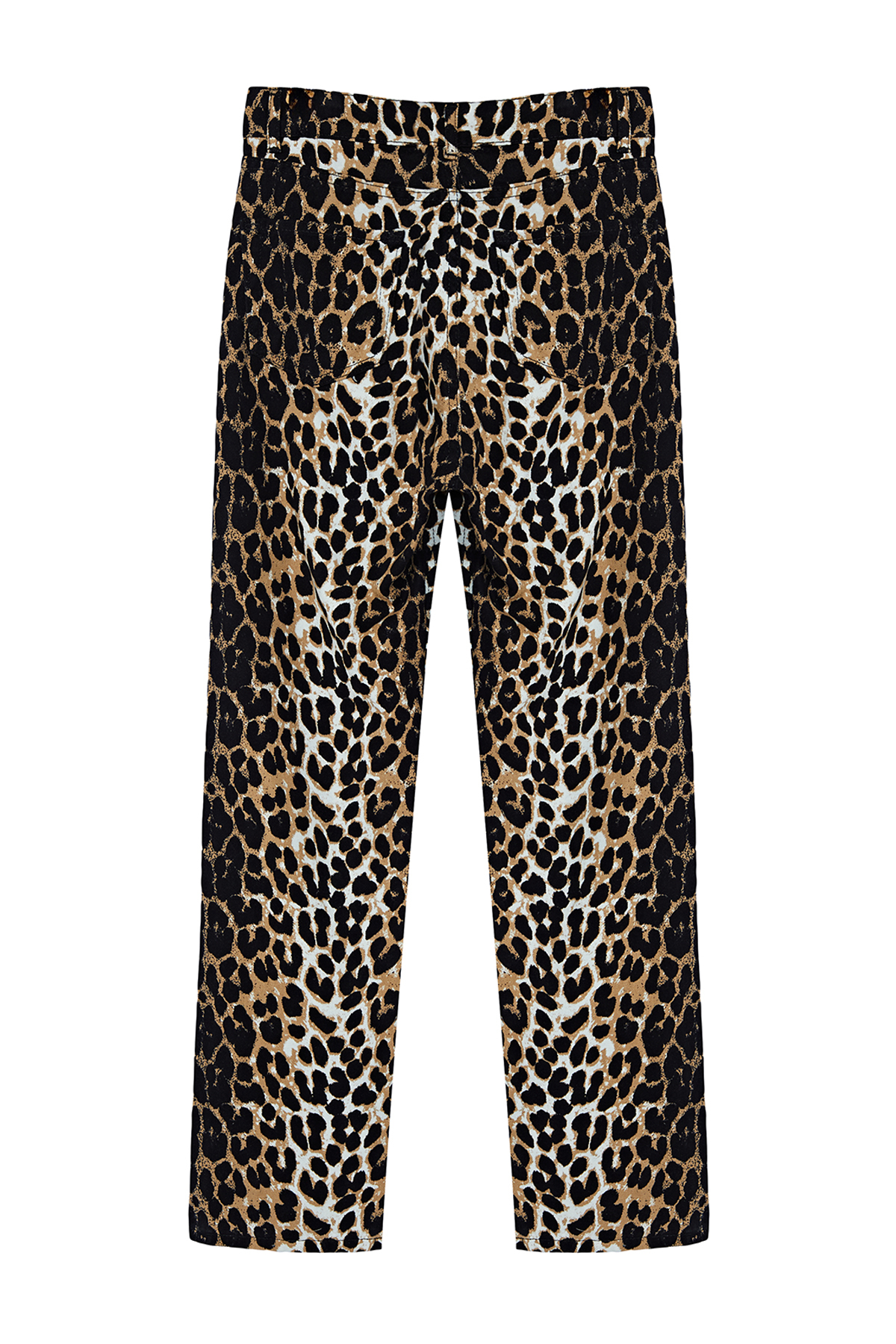Trendyolmilla  Kahverengi Leopar Desenli Straight/Düz Kesim Dokuma Pantolon TWOSS24PL00170 - Görsel 6