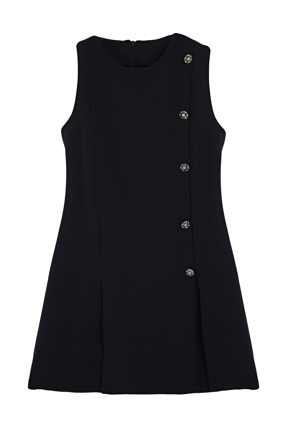 Trendyol Collection-Mini rochie țesută neagră, cu croială dreaptă, detaliată cu nasturi TWOSS24EL00704 6