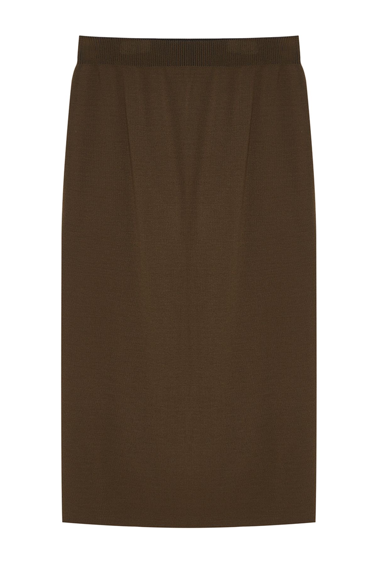 Trendyol Collection-Khaki úpletová sukně Midi Pencil - TWOAW20DU0006 7