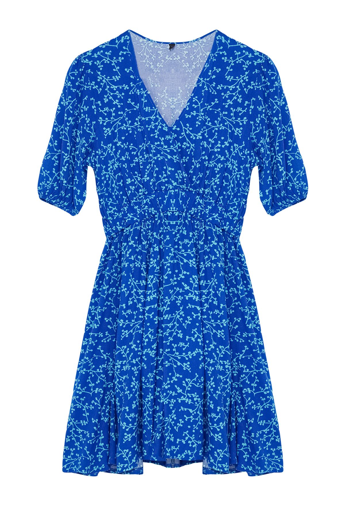 Trendyol Collection-Mini Skater Form - Saks Blumendruck Zweireihiges Kragenkleid TWOSS24EL01074 6