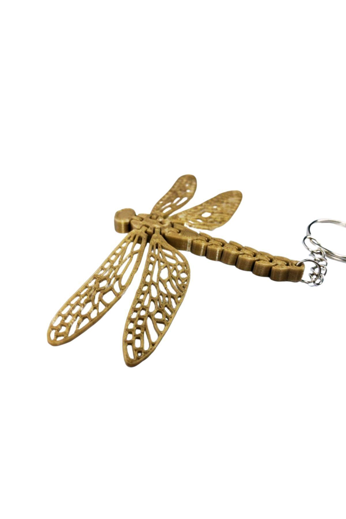 Tesseract-Gold Color Animated Dragonfly Keychain 3