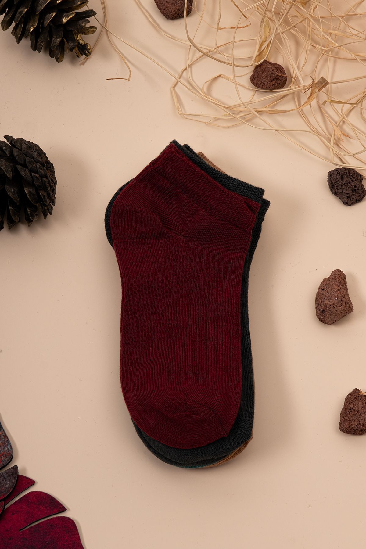 HİTRA-Textile 6-Piece Colorful Women's Combed Cotton Booties Socks 4