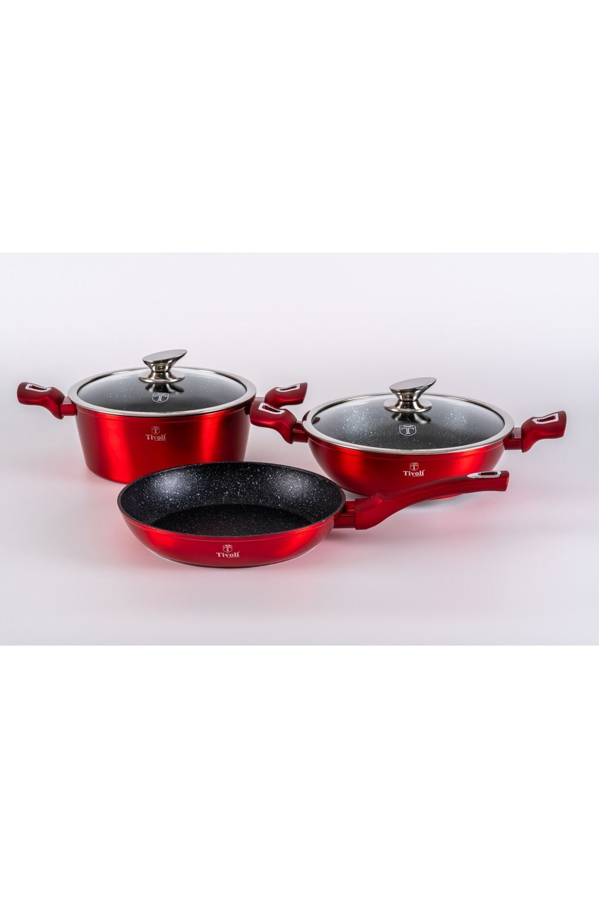 TİVOLİ-Tivoli Metallic Line Red - 5 Piece Cookware Set 2