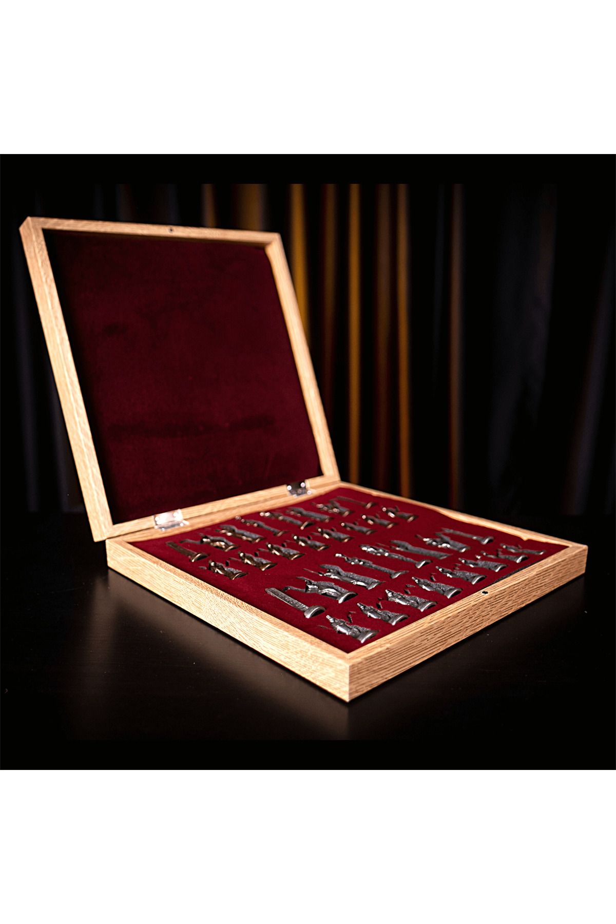 Gift Home-Gifthome Oversized Metal English Chess Set - Ancient and Rustic Pattern Mdf Board with Storage(36X36X6) 5