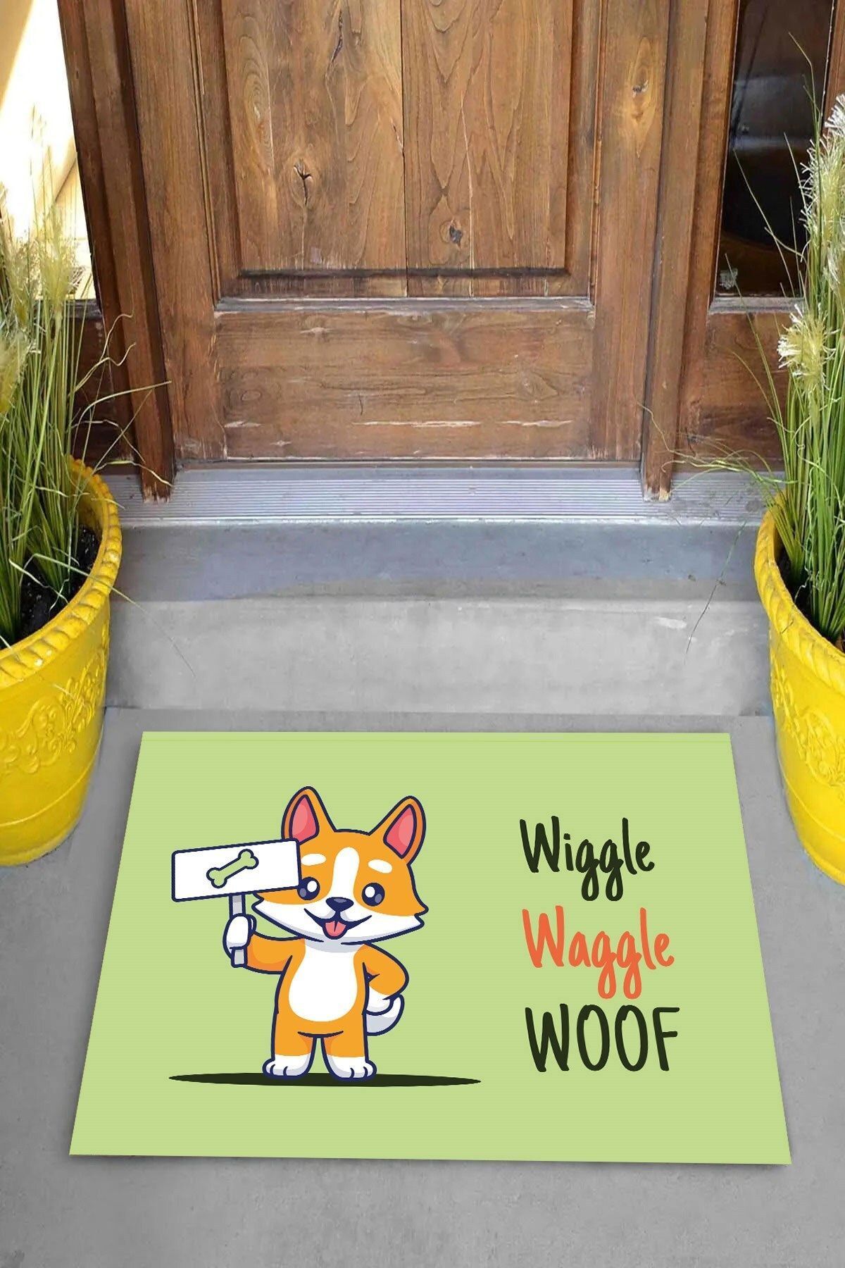 on the clouds-Digital Printed Wiggle-Waggle-Woof Written Cat Pattern Decorative Door Mat 2
