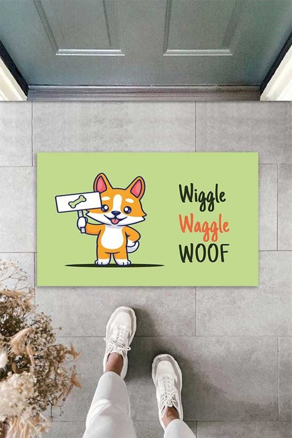 on the clouds-Digital Printed Wiggle-Waggle-Woof Written Cat Pattern Decorative Door Mat 4