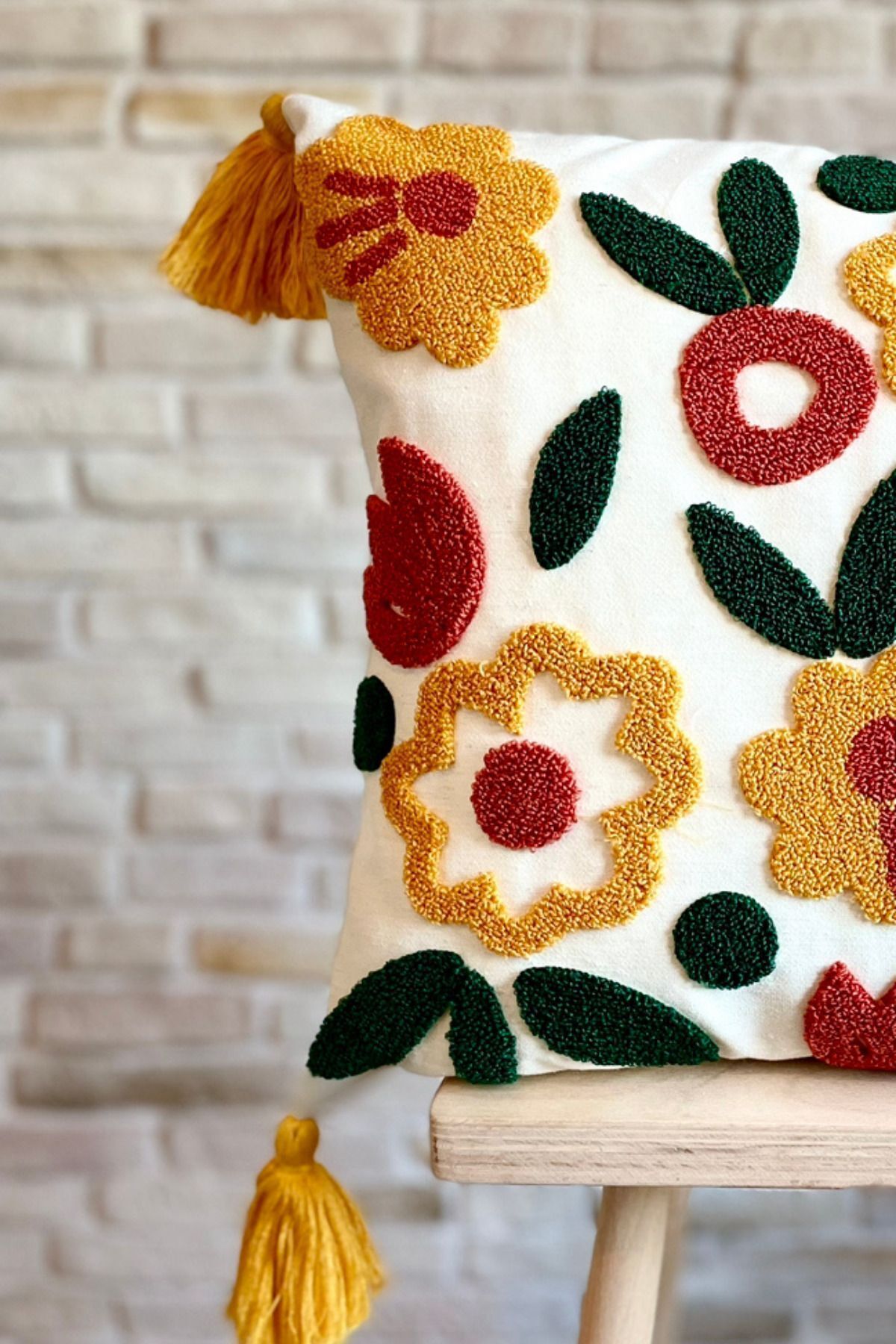 SWITA-Punch Embroidered Single Decorative Special Design Throw Pillow Cover (panch) 2