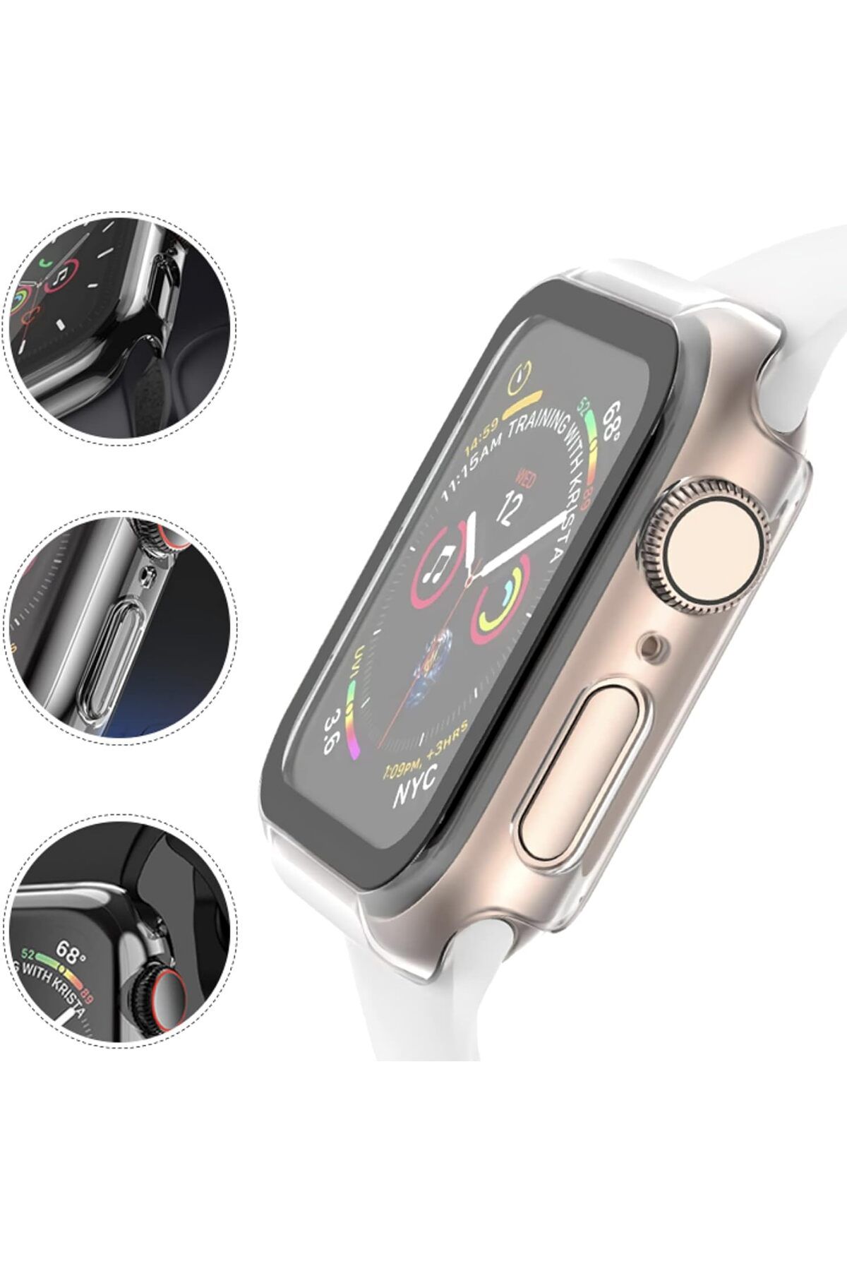 mimtec Apple Watch 1 2 4 5 6 7 8 9 10 Se Series 40 mm Compatible 360 Full Protection Transparent Silicone Case Trendyol