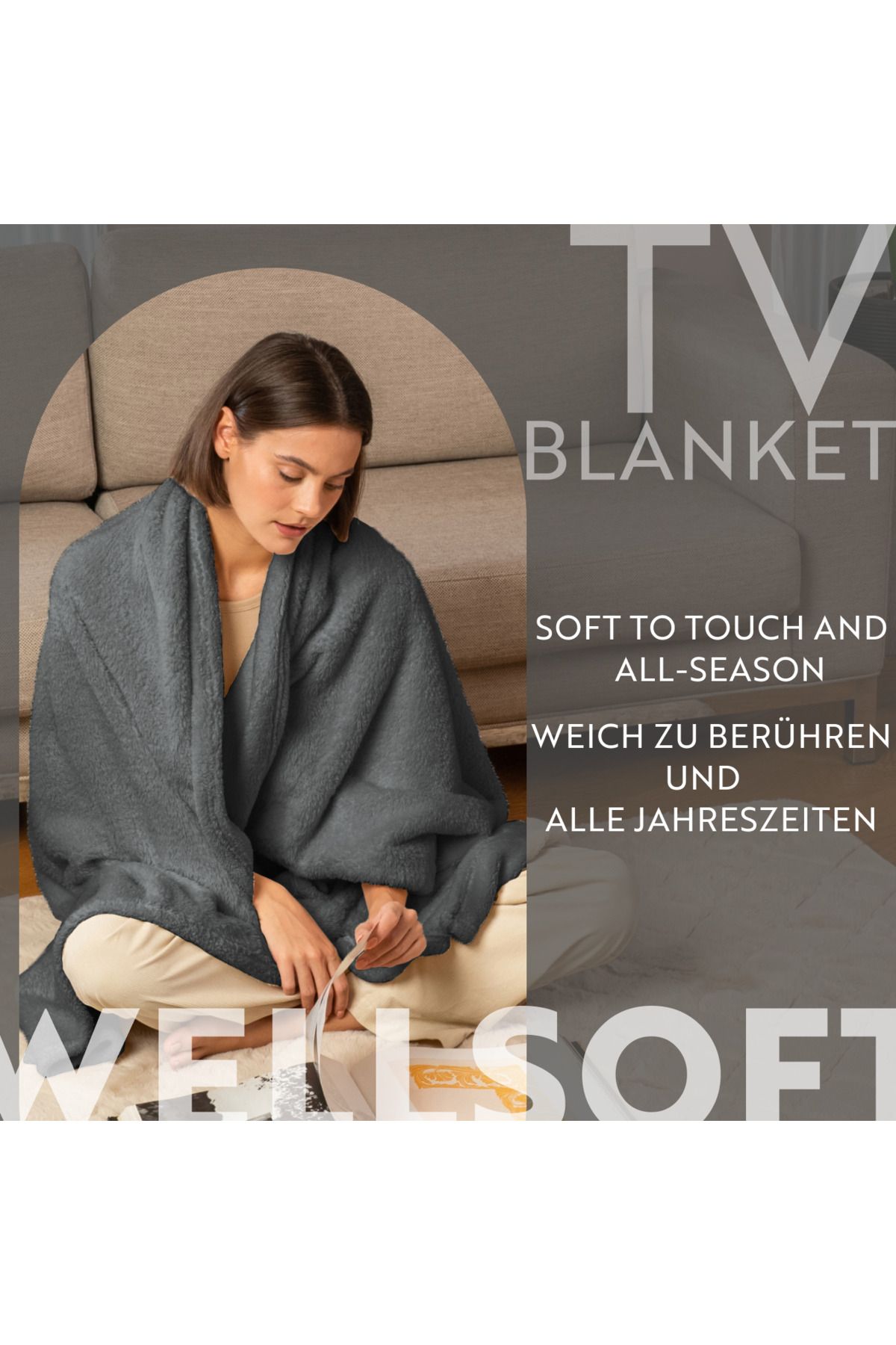 English Home-Weiche Plüsch-Fleece-Überwurfdecke – für Couch, Sofa und Bett, super gemütlich. 5