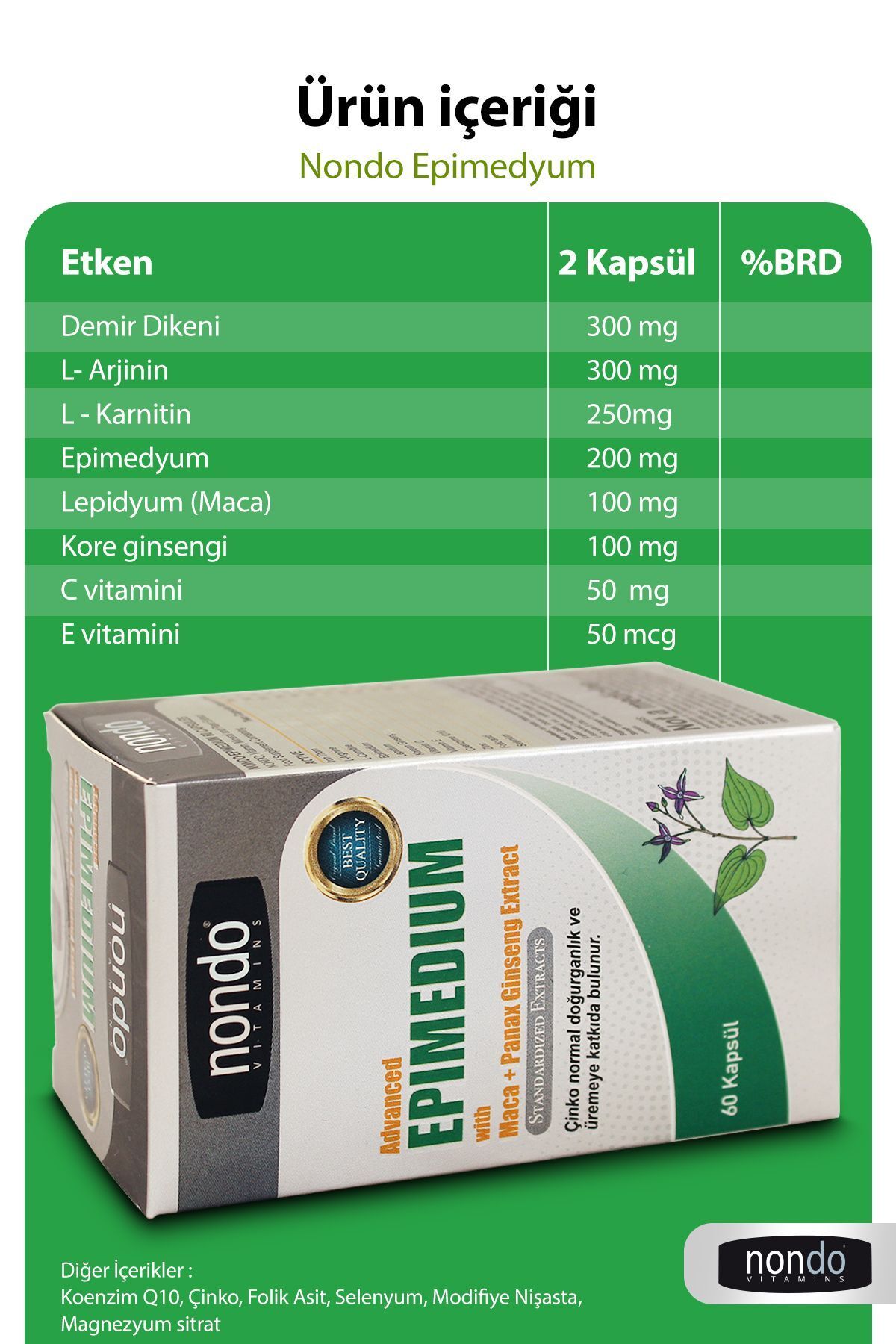 Nondo-Advanced Epi Medium with Maca + Panax Ginseng Extract 60 Capsules 2