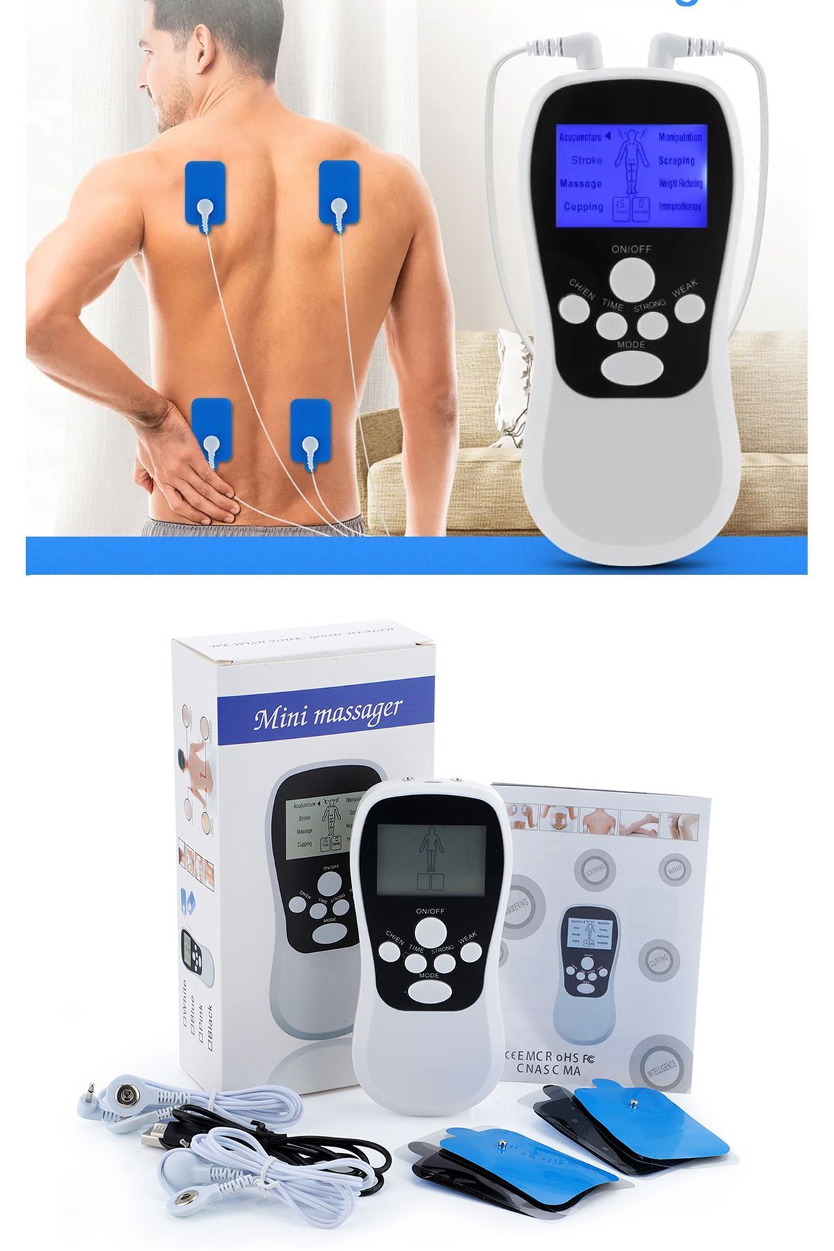 double canal 4 pads physical therapy tens device ems massage instrument tens instrument