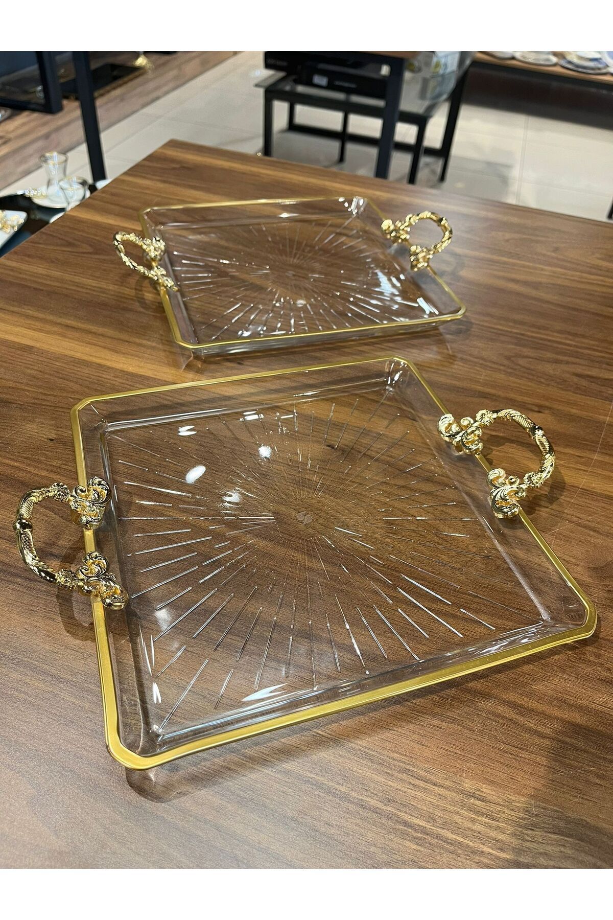 Paşabahçe-Pandoranin Box - Paşabahçe Handled, Square Madlen Presentation Service Plate Set of 2 3