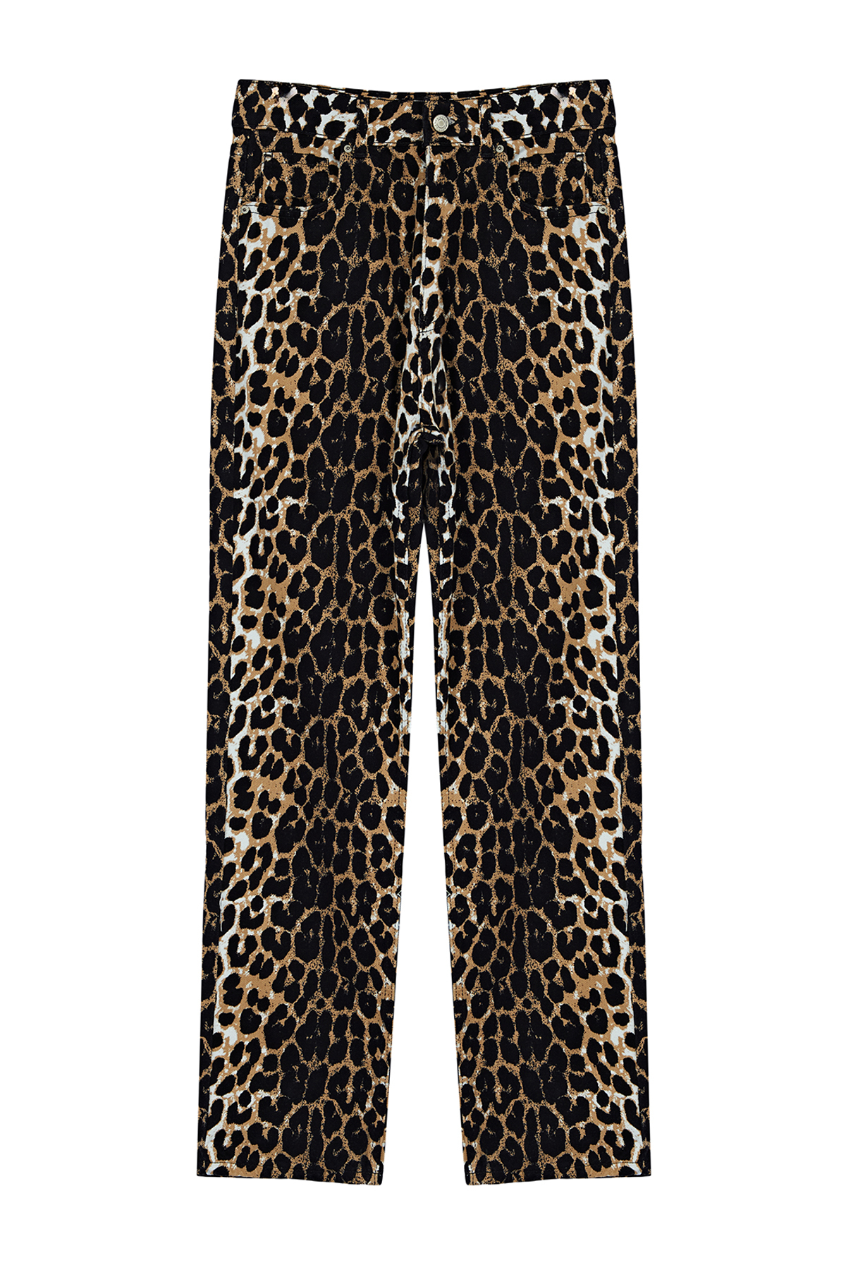 Trendyolmilla  Kahverengi Leopar Desenli Straight/Düz Kesim Dokuma Pantolon TWOSS24PL00170 - Görsel 5