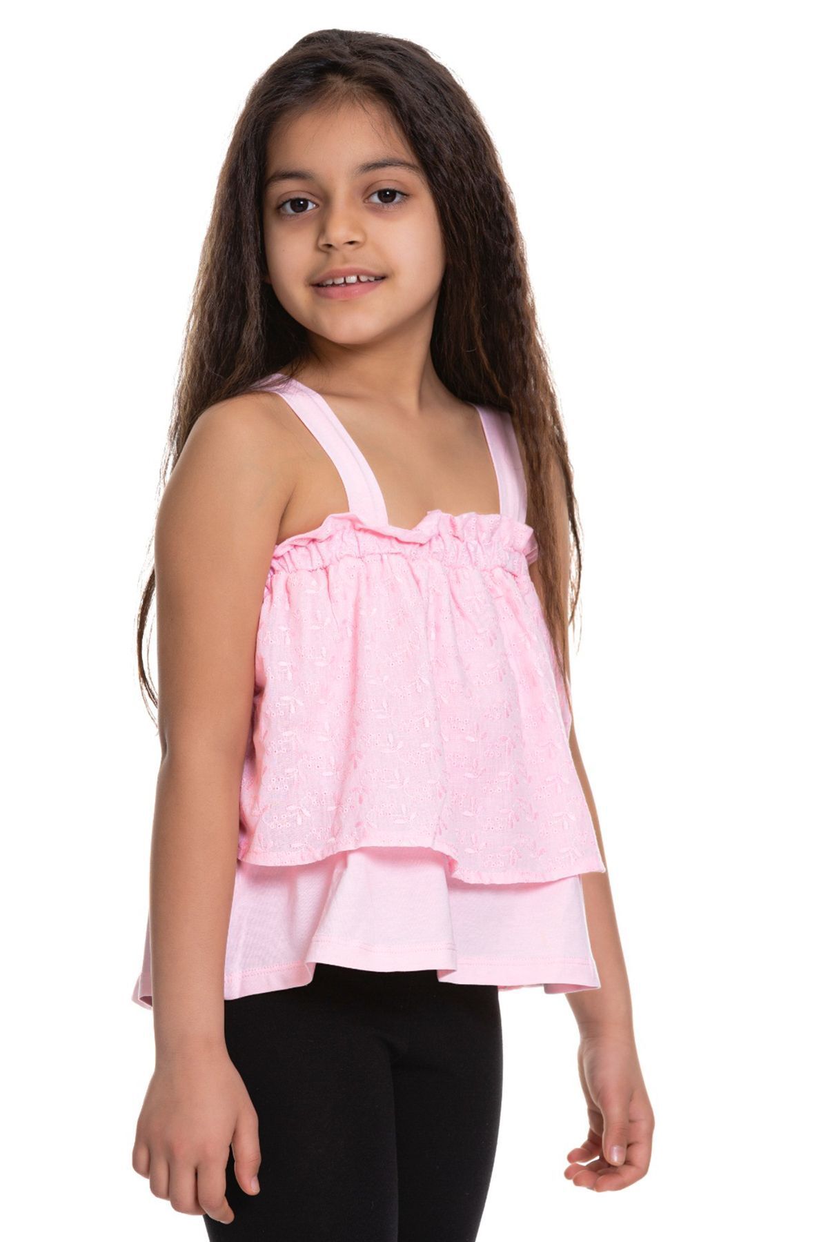 Pop Fashion-Floral Patterned Girl's Blouse with Shoulder Strap 2