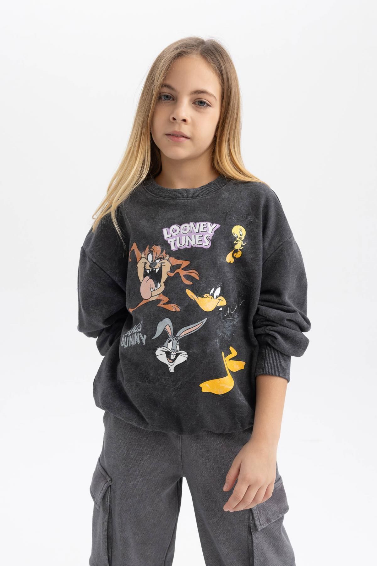 Kız Çocuk Looney Tunes Oversize Fit Bisiklet Yaka Sweatshirt B1555a823au