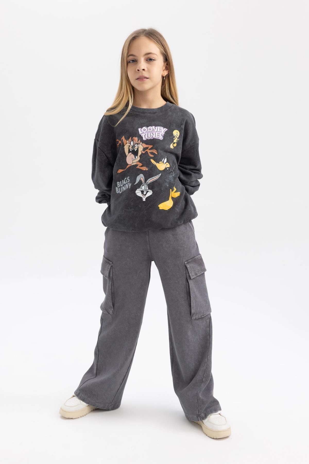 Kız Çocuk Looney Tunes Oversize Fit Bisiklet Yaka Sweatshirt B1555a823au