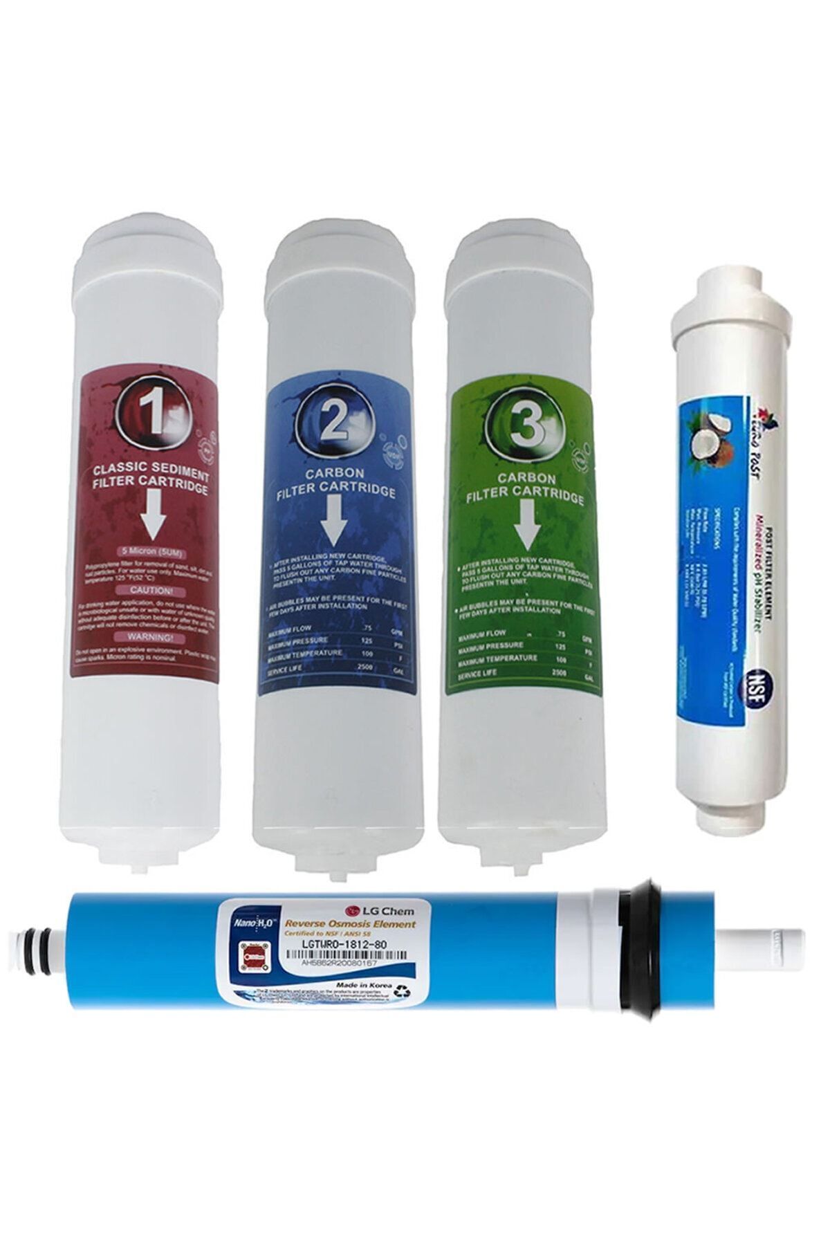 Closed Case Water Purifier Filter 5-Piece Filter Set with Membrane