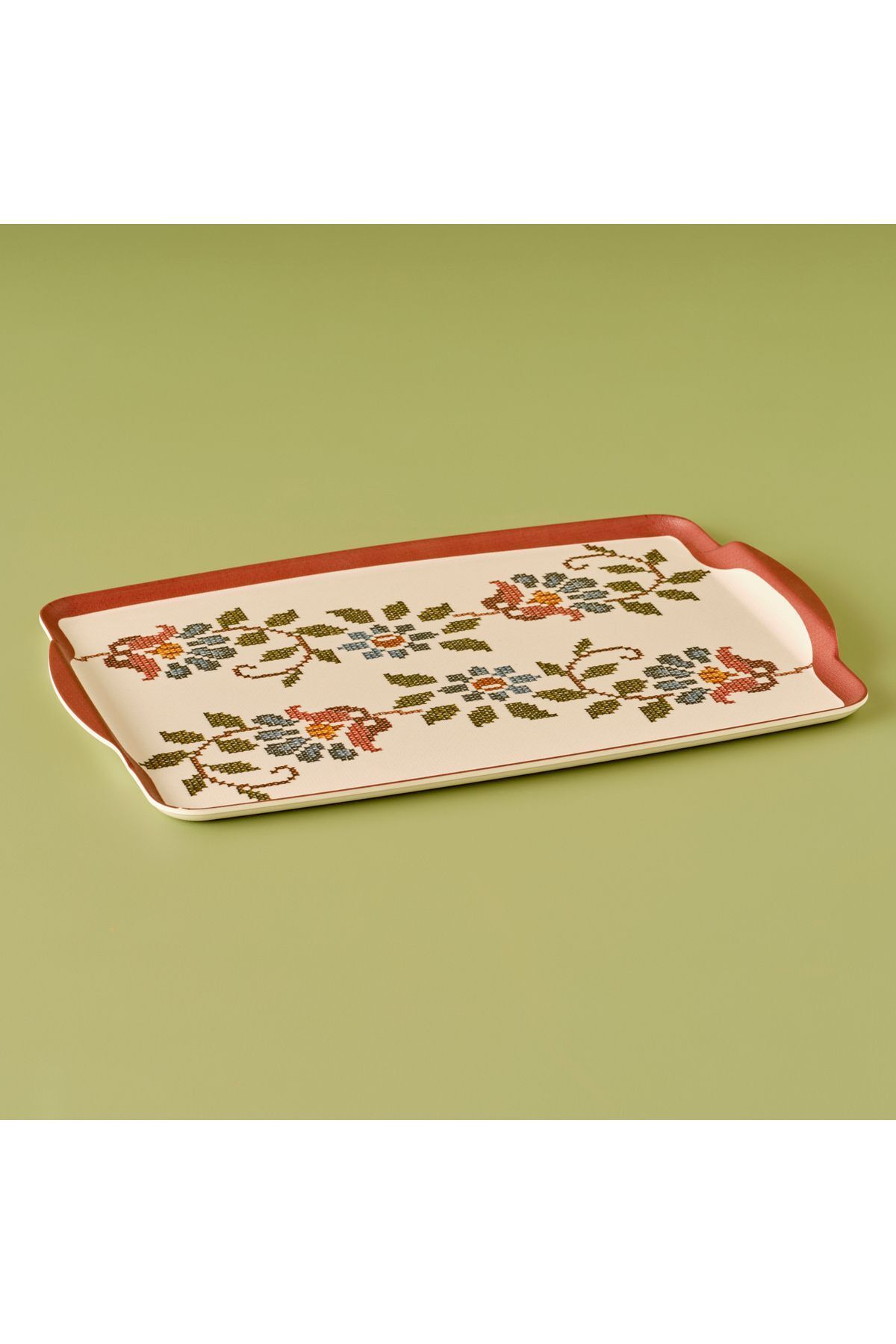 Vintage Melamin Tepsi Bordo (42x31 cm)