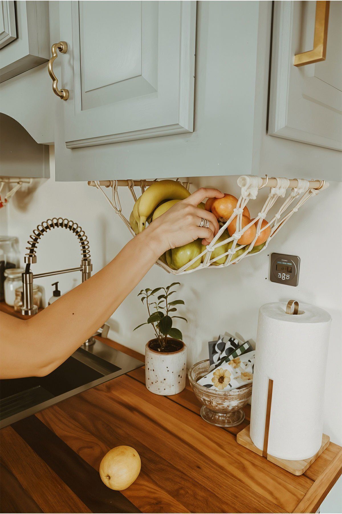 dekomall home & living Makrome El Örgü Meyve Sebze Dolap Altı Düzenleyici Hamak