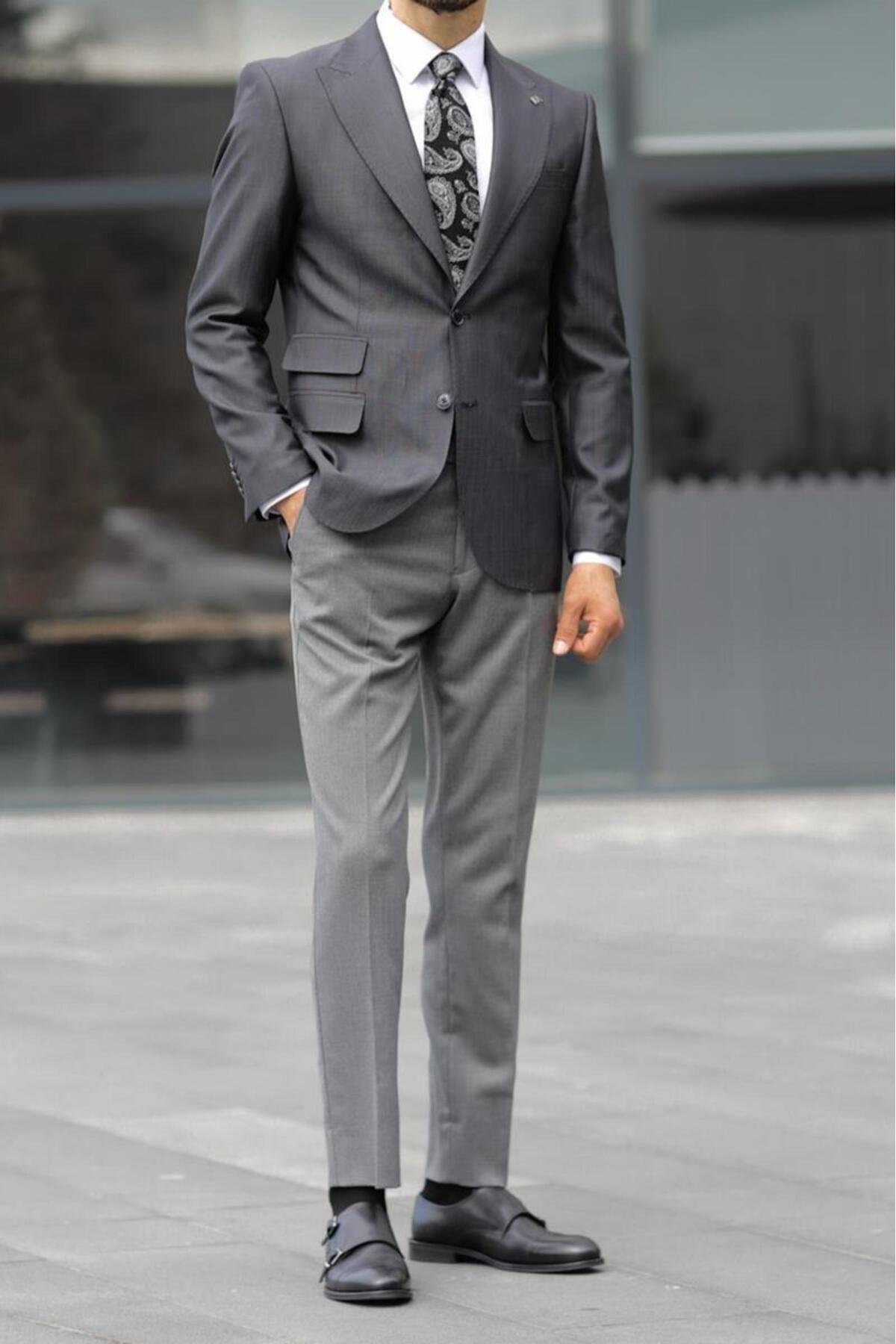 ژاکت مردانه خاکستری Kadir Büyükkaya | KAV5025W اورجینال - تصویر 4