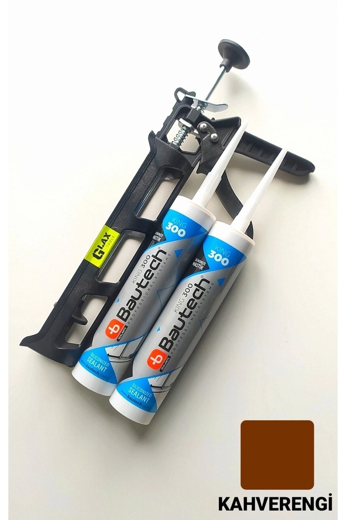 Glax Tools 2 Adet Kahverengi Silikonize Mastik / Çekomastik (2X500 GR.) Silikon Tabancası